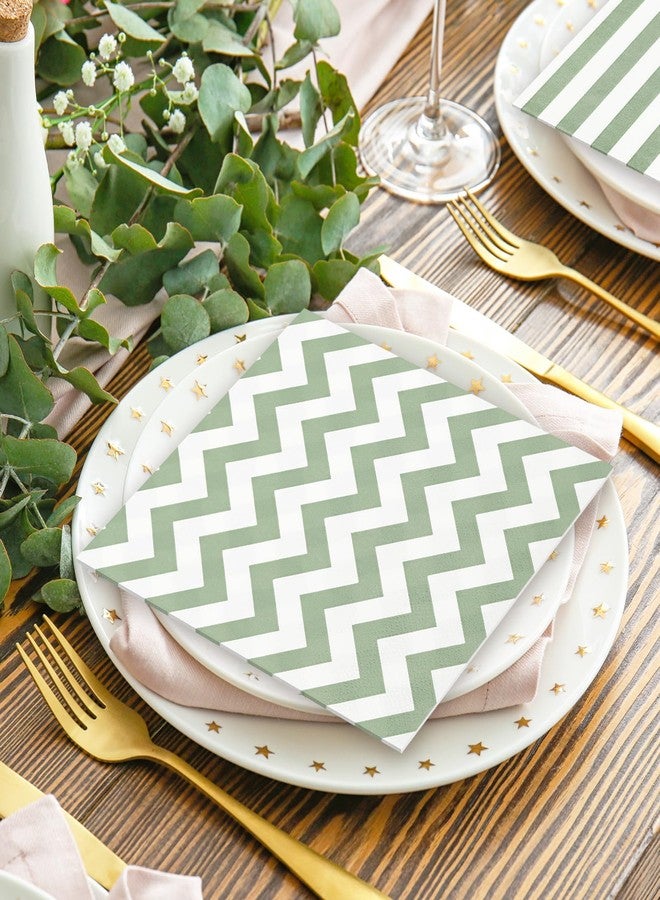 وولاين مجموعة مناديل ورقية من والين، 75 قطعة، لون أخضر فاتح، مخططة، مموجة، منقطة، بتصميم هندسي، للاستخدام مرة واحدة، مثالية لحفلات العشاء، وتزيين الطاولات والمطابخ. - Image 5